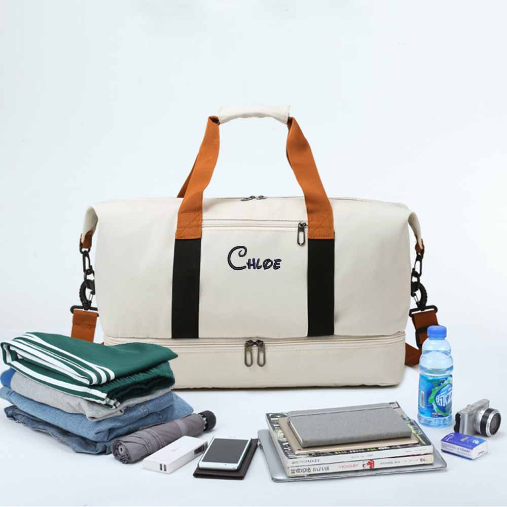 Yoga Fitness Name - Personalized Embroidered Handheld Travel Bag, Large