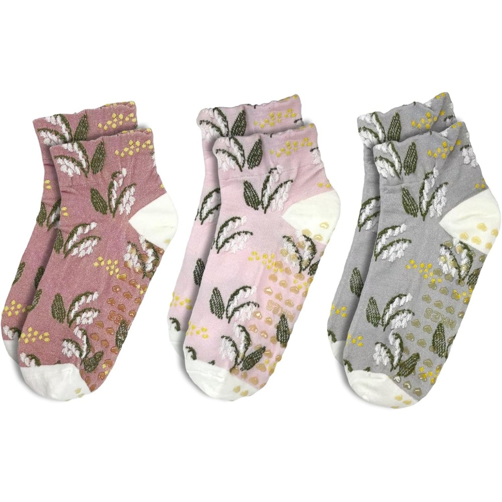 Yoga Fitness Wear - Floral Jacquard Yoga Socks for Women