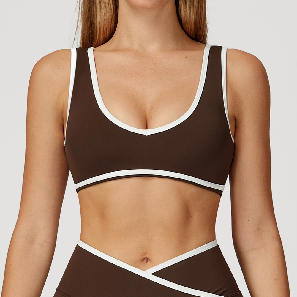 V-Neck Sports Bra Women Top Pu - Yoga Fitness Up ulasan dan harga