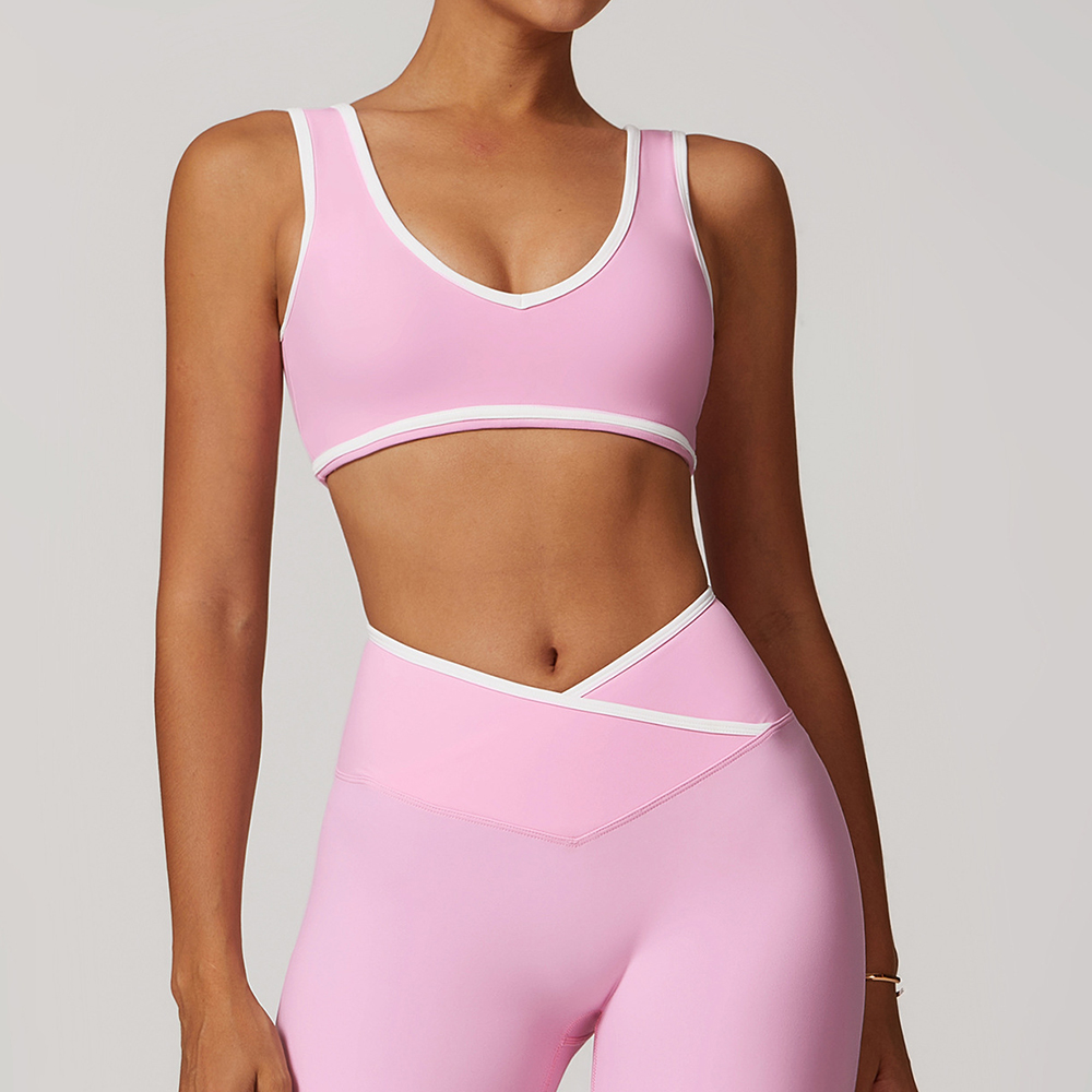 V-Neck Sports Bra Women Top Pu - Yoga Fitness Up ulasan dan harga