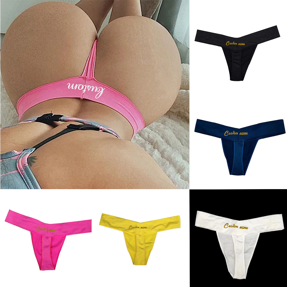 Custom Thong With Name Embroid - Yoga Fitness Name ulasan dan harga