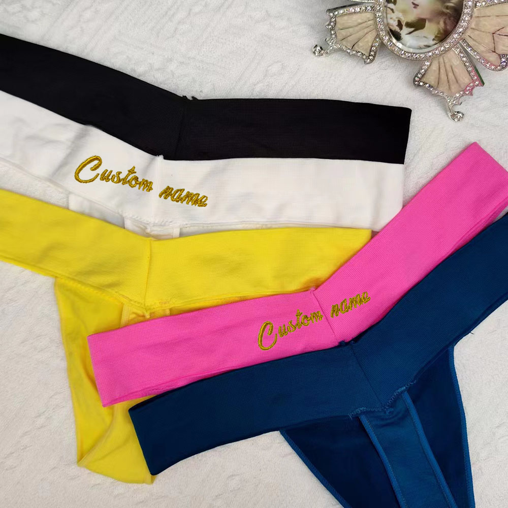Custom Thong With Name Embroid - Yoga Fitness Name ulasan dan harga