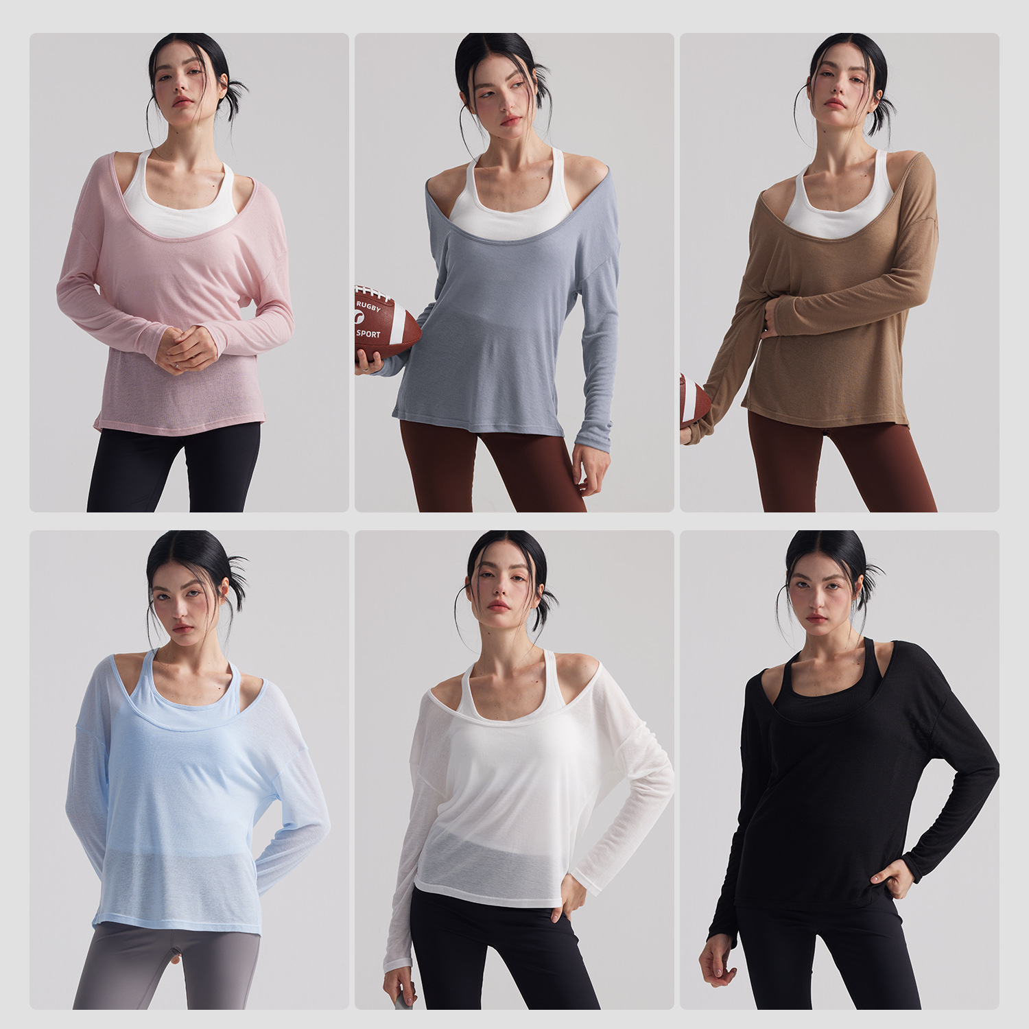 Women Loose Semi Sheer Long Sl - Yoga Fitness Up ulasan dan harga