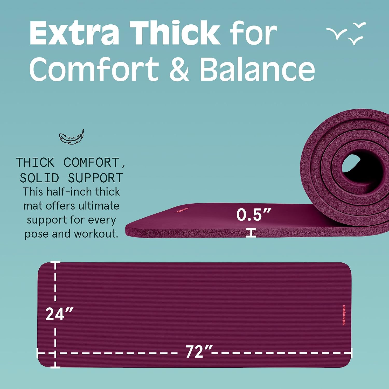 Thick Yoga Mat 1/2in Non-Slip  - Yoga Fitness Images ulasan dan harga